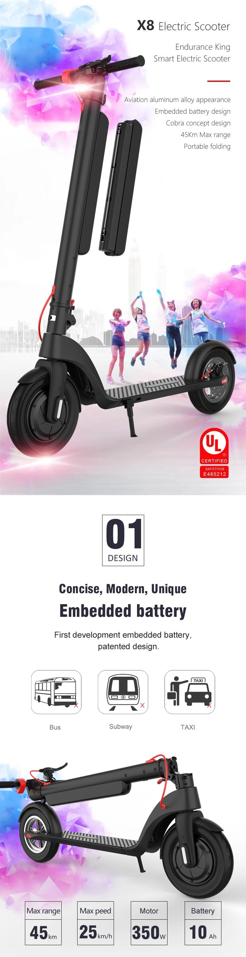 Basic Customization Fat Tire New off-Road 2 Wheel Dual Motor Alloy Wheel Electric Scooter for Adults 350W 150kmh Electric Adult Scooter